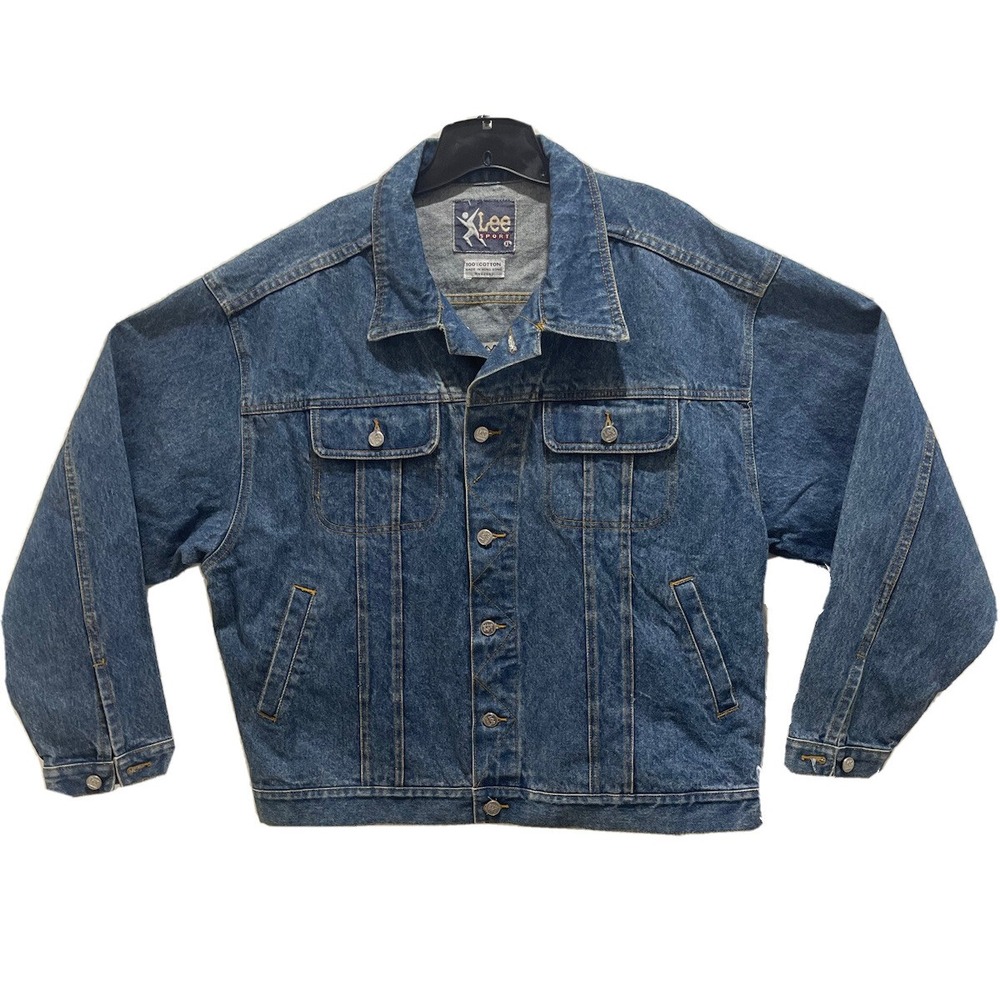 Vintage Lee Sport Denim Jacket XL Plank Road Brewery Roadie Blue Jean Milwaukee